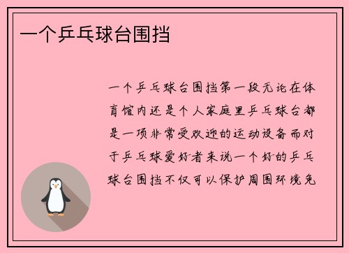 一个乒乓球台围挡