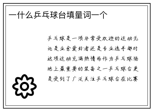 一什么乒乓球台填量词一个