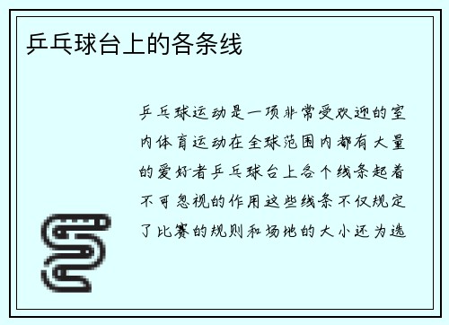 乒乓球台上的各条线