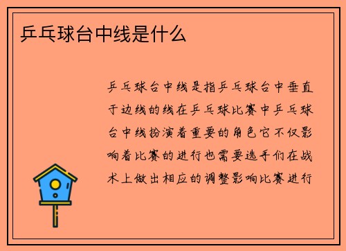 乒乓球台中线是什么