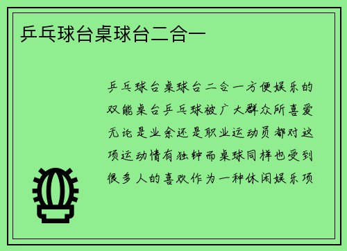 乒乓球台桌球台二合一