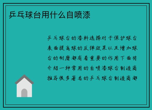 乒乓球台用什么自喷漆